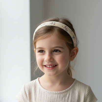 Cerchietto in cotone Écru indossato da bambina