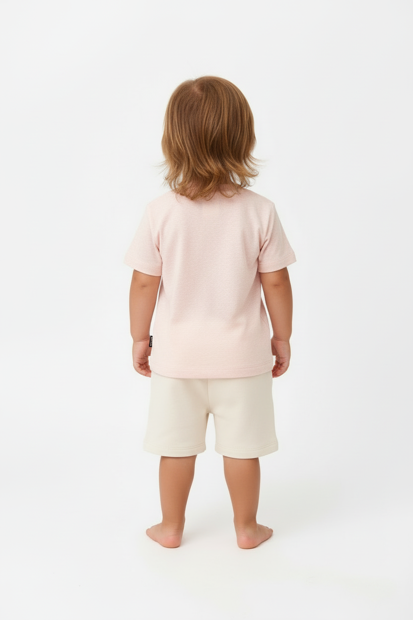 T-shirt bambino cream heather pink retro