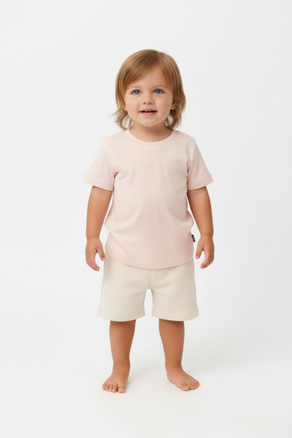 T-shirt bambino cream heather pink