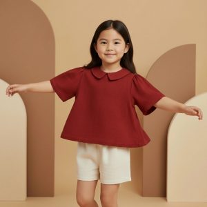 Camicia Masha manica scampanata Rosso e ciliegia In Action di Farway Milano