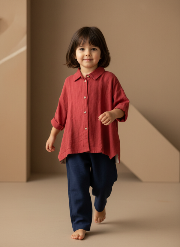 Camicia George in Mussola Bordeaux e mattone In Action Femmina di Farway Milano