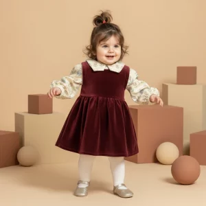 Abito da cerimonia in velluto Bordeaux e mattone In Action