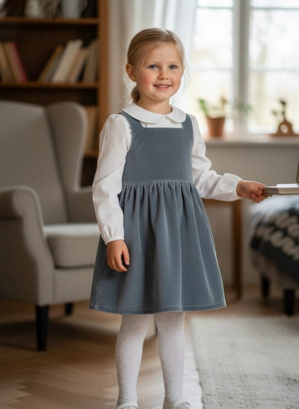 Abito Anjeliy Smanicato in velluto Azzurro polvere e denim A casa dei nonni di Farway Milano