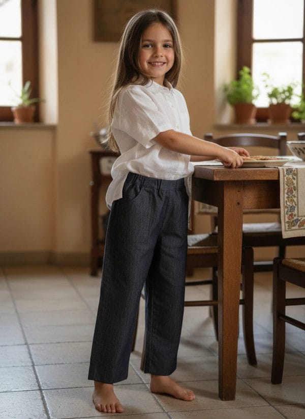 Pantalone denim Azzurro polvere e denim A casa dei nonni di Farway Milano