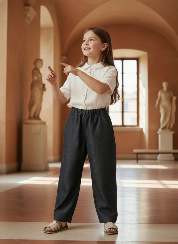 Pantalone denim Azzurro polvere e denim Pomeriggio al museo di Farway Milano