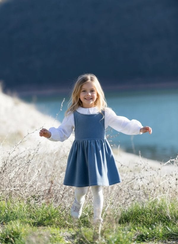 Abito Anjeliy Smanicato in velluto Azzurro polvere e denim Weekend al lago di Farway Milano