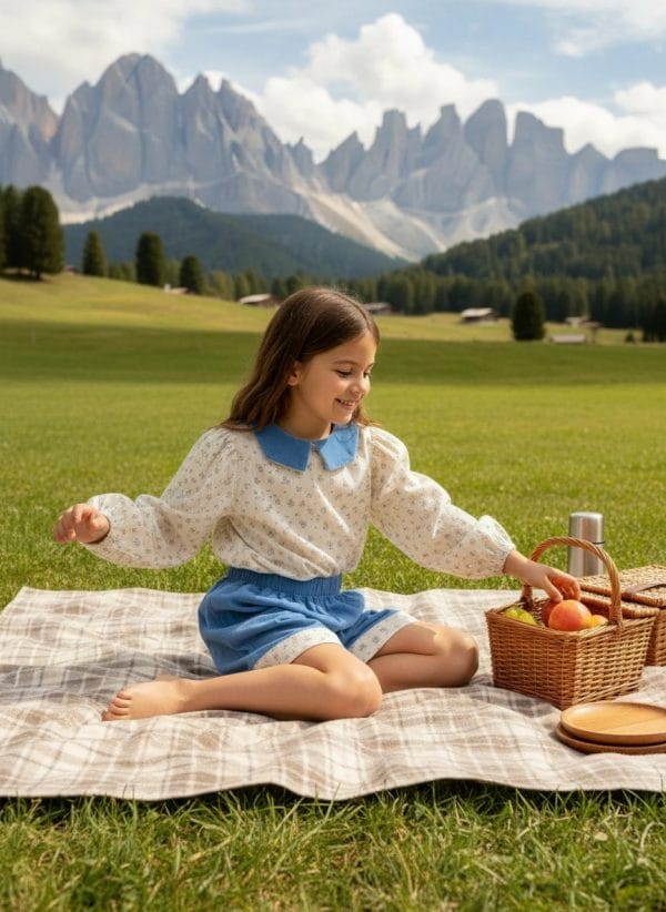 Camicia elegante con colletto Blu e azzurro intenso Picnic al parco di Farway Milano