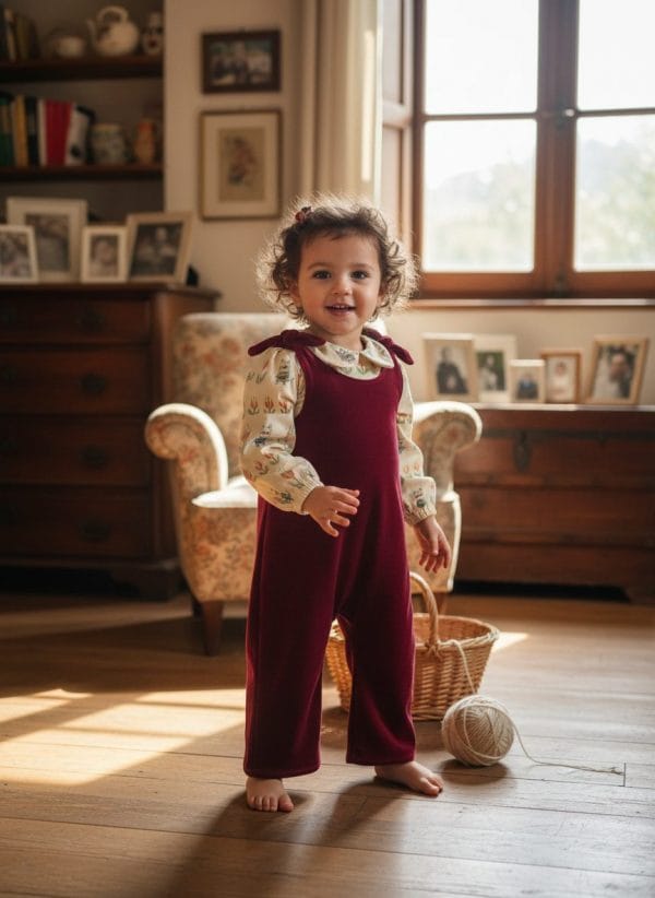 Tutina smanicata con fiocco Bordeaux e mattone A casa dei nonni di Farway Milano