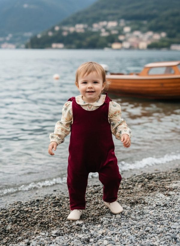 Tutina smanicata con fiocco Bordeaux e mattone Weekend al lago di Farway Milano