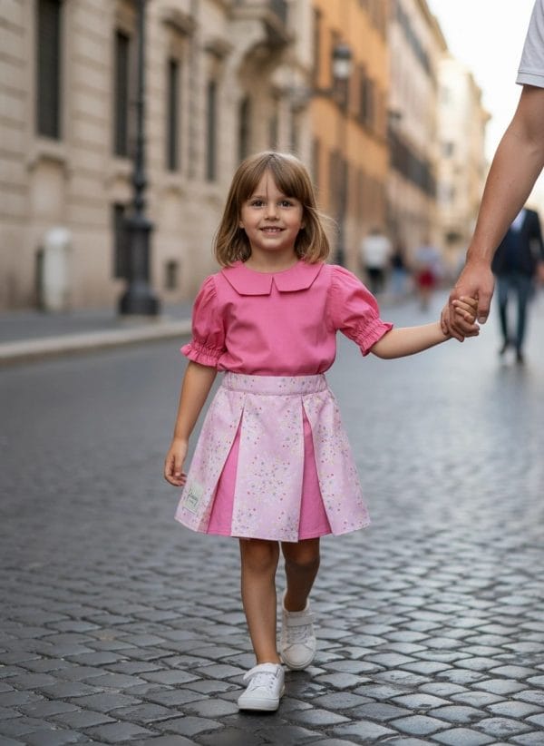 Gonna Masha bicolore Flower Fantasie: natura Passeggiata con mamma e papa di Farway Milano