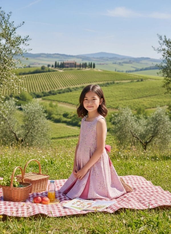 Abito Masha smanicato bicolore Flower Fantasie: natura Picnic al parco di Farway Milano