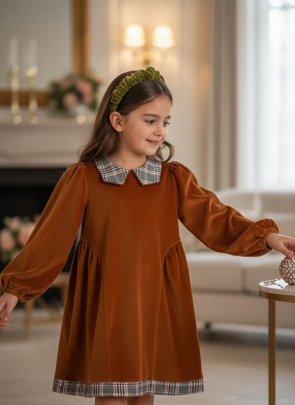 Abito in velluto manica lunga Giallo e ocra Cerimonia in famiglia di Farway Milano