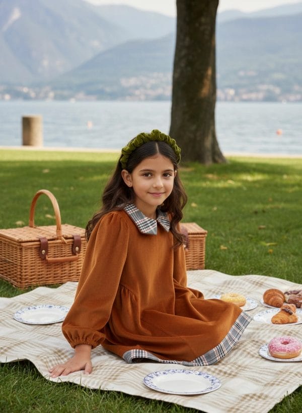 Abito in velluto manica lunga Giallo e ocra Picnic al parco di Farway Milano