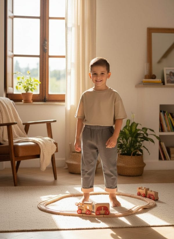 Pantalone Cropped in Popeline Grigio melange e chiaro Il vestito della domenica di Farway Milano