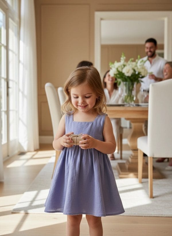 Abito Charlotte smanicato neonata Lilla e lavanda Cerimonia in famiglia di Farway Milano