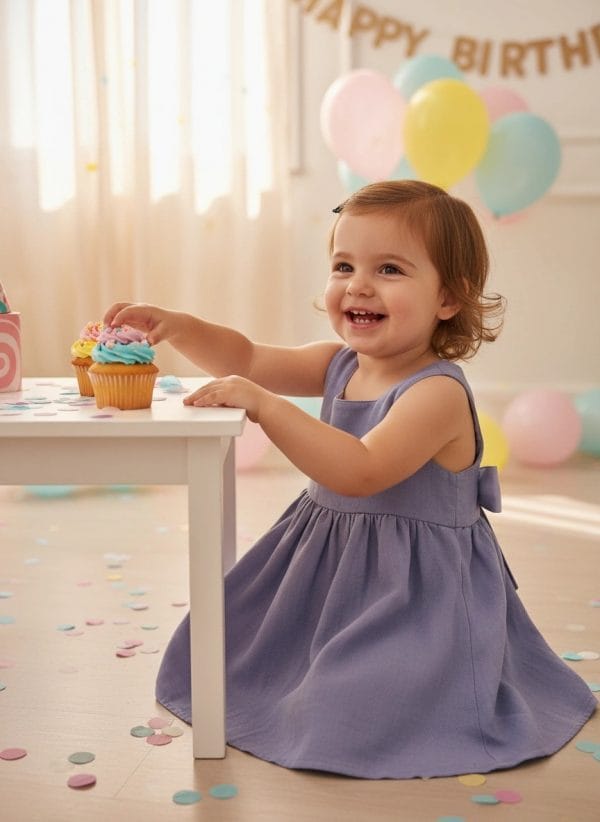 Abito Charlotte smanicato neonata Lilla e lavanda Compleanno di Farway Milano