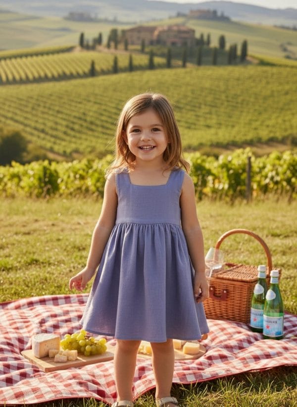 Abito Charlotte smanicato neonata Lilla e lavanda Picnic al parco di Farway Milano