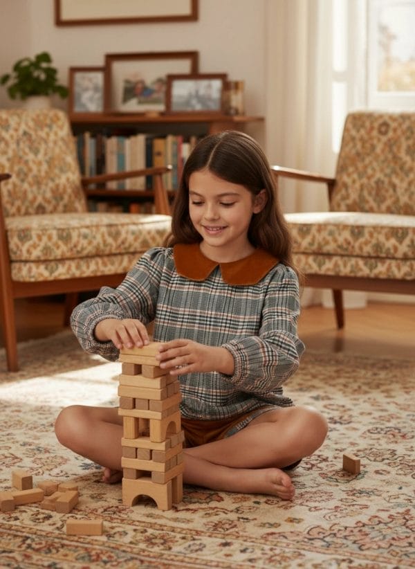 Camicia Scacchi con colletto in velluto Marrone e mocha A casa dei nonni di Farway Milano
