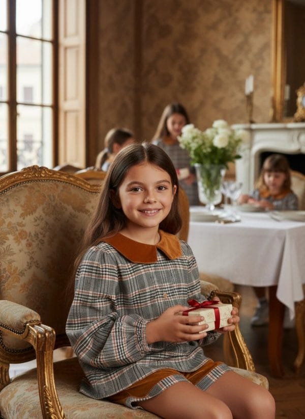 Camicia Scacchi con colletto in velluto Marrone e mocha Cerimonia in famiglia di Farway Milano