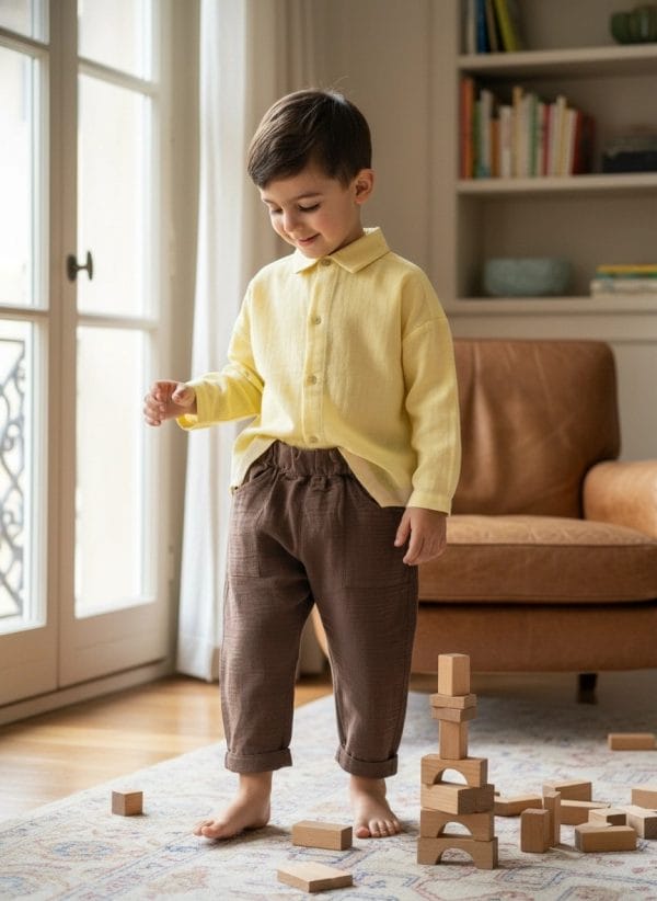 Pantalone lungo mussola nuovo Marrone e mocha Il vestito della domenica di Farway Milano