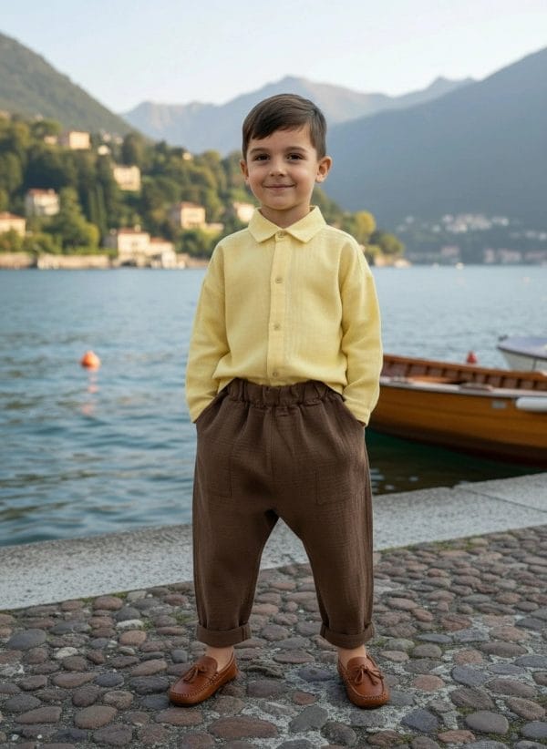 Pantalone lungo mussola nuovo Marrone e mocha Weekend al lago di Farway Milano