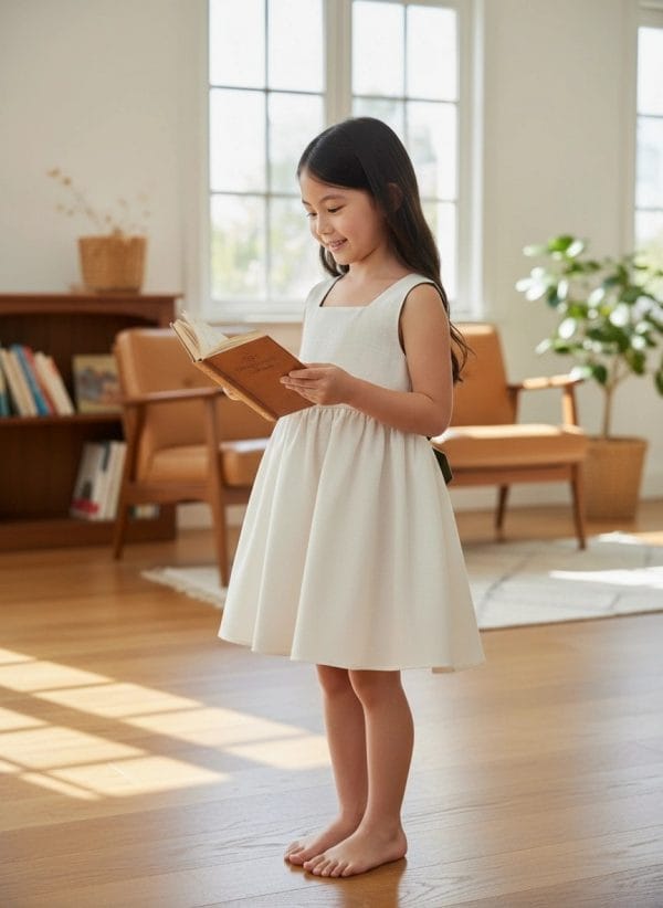 Abito Charlotte smanicato in lino Panna e avorio Il vestito della domenica di Farway Milano