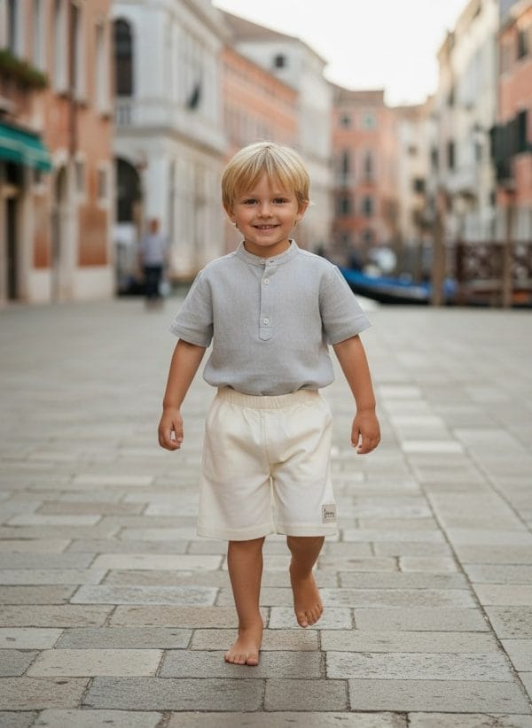 Pantaloncino Capri Panna e avorio Passeggiata con mamma e papa di Farway Milano