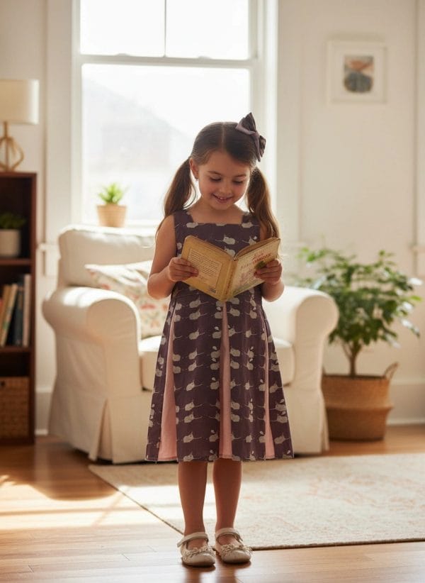 Abito Masha smanicato bicolore Elefantini Prugna profondo Il vestito della domenica di Farway Milano