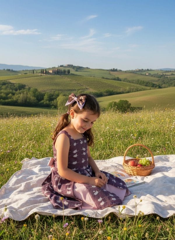 Abito Masha smanicato bicolore Elefantini Prugna profondo Picnic al parco di Farway Milano