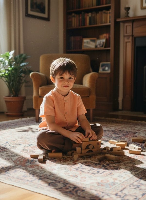 Camicia alla Coreana in Mussola Rosa pastello e antico A casa dei nonni di Farway Milano