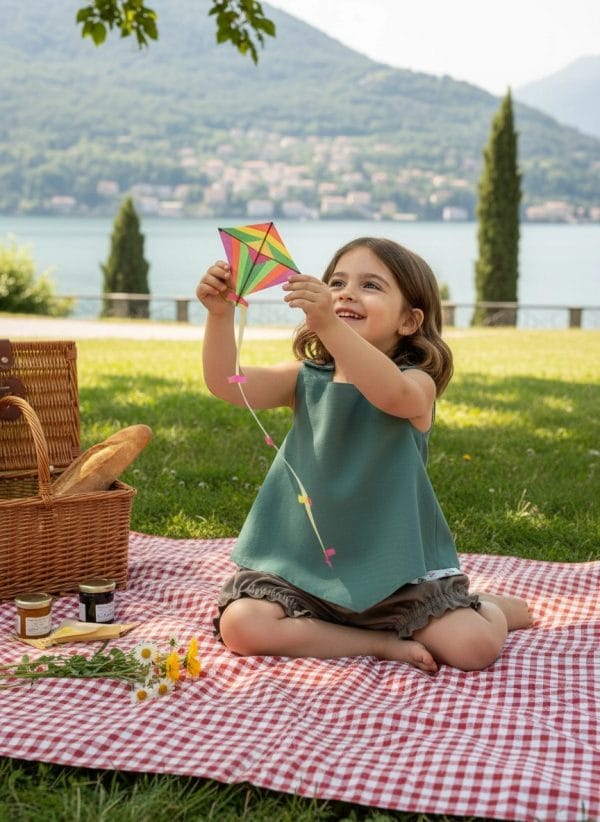 Top double-face fantasia aquiloni Unico Picnic al parco di Farway Milano