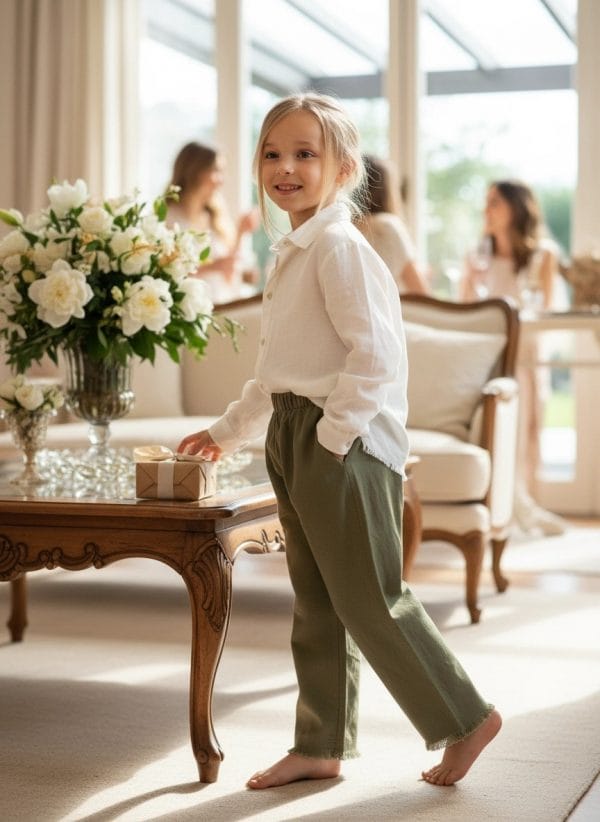 Pantalone Capri sfilacciato Verde khaki e militare Cerimonia in famiglia di Farway Milano