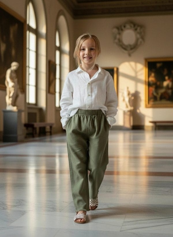 Pantalone Capri sfilacciato Verde khaki e militare Pomeriggio al museo di Farway Milano