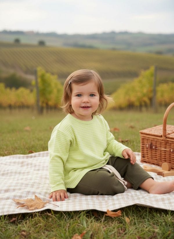 Maglietta a righe Verde salvia e aloe Picnic al parco di Farway Milano