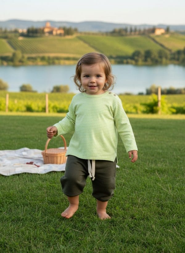 Maglietta a righe Verde salvia e aloe Weekend al lago di Farway Milano