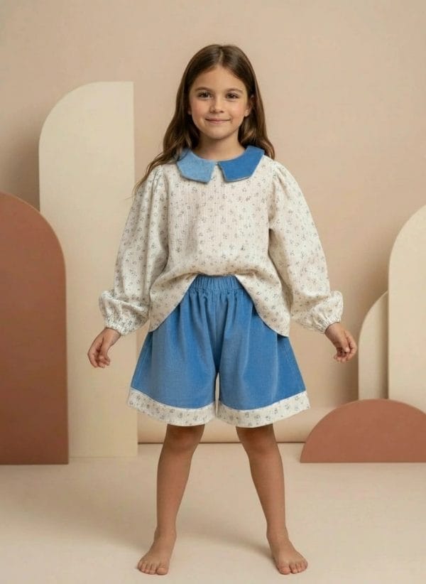 Camicia elegante con colletto Blu e azzurro intenso Front di Farway Milano