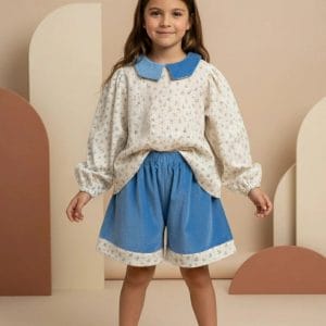 Pantaloncino in velluto Blu e azzurro intenso Front di Farway Milano