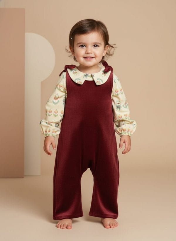 Tutina smanicata con fiocco Bordeaux e mattone Front di Farway Milano