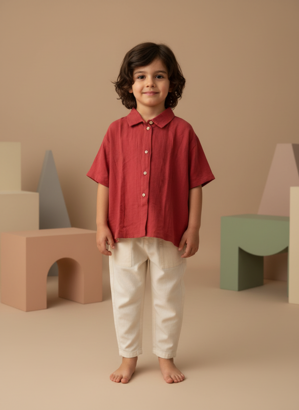 Camicia George in Mussola Bordeaux e mattone Front di Farway Milano