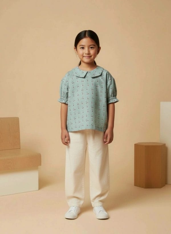 Camicia Masha manica corta a sbuffo Fantasie: natura Front di Farway Milano