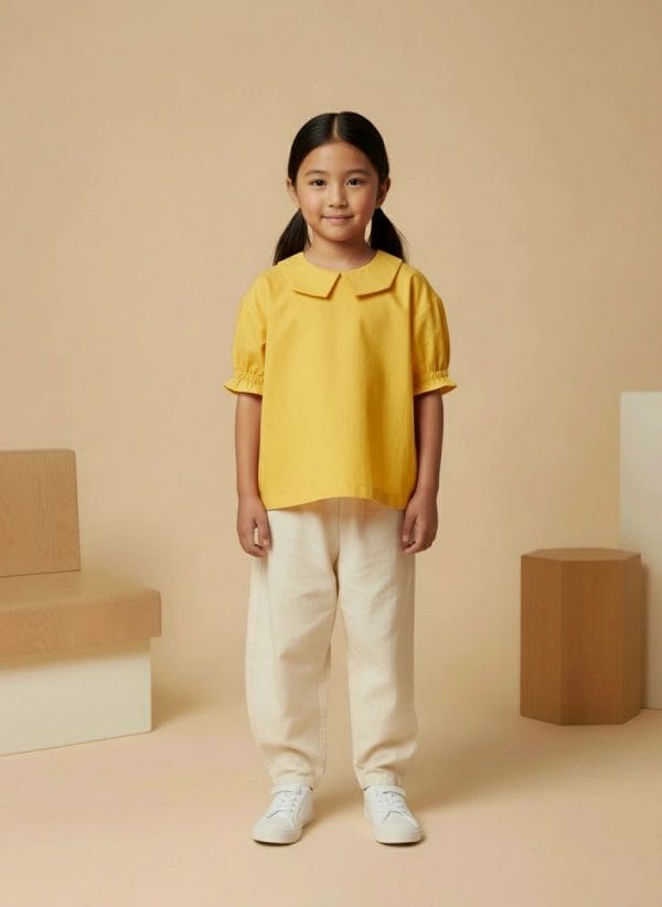 Camicia Masha manica corta a sbuffo Giallo e ocra Front di Farway Milano