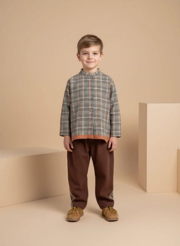 Camicia a scacchi Giallo e ocra Front di Farway Milano