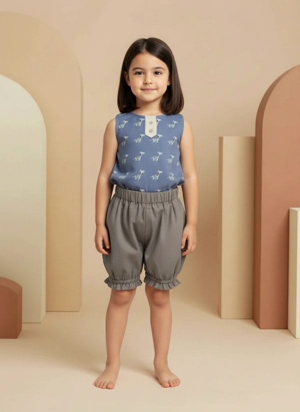 Pantaloncino a palloncino Grigio melange e chiaro Front di Farway Milano