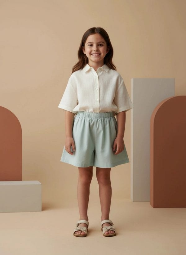 Pantaloncino svasato Popline new Off-white e cloud Front di Farway Milano