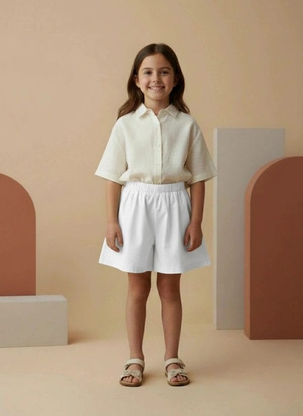 Pantaloncino svasato Popline new Panna e avorio Front di Farway Milano