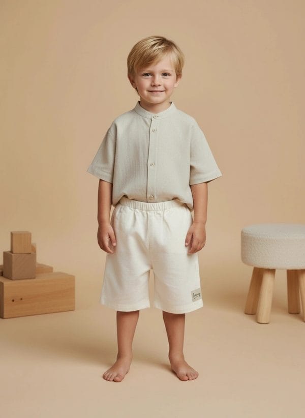 Pantaloncino Capri Panna e avorio Front di Farway Milano