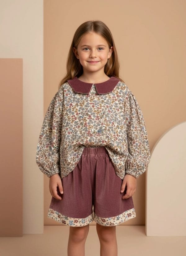 Pantaloncino in velluto Rosa cipria e nude Front di Farway Milano