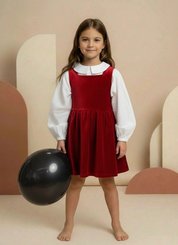 Abito Anjeliy Smanicato in velluto Rosso e ciliegia Front di Farway Milano