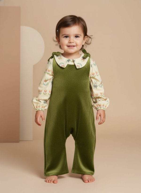 Tutina smanicata con fiocco Verde bosco e scuri Front di Farway Milano