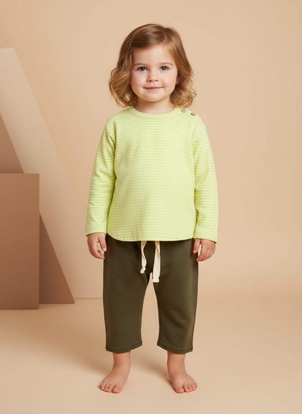 Maglietta a righe Verde salvia e aloe Front di Farway Milano